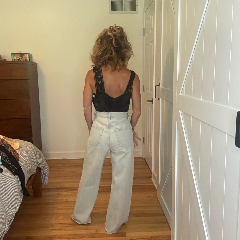 Agolde Dame Women's White Wide-Leg Jeans - Picture 4 of 7